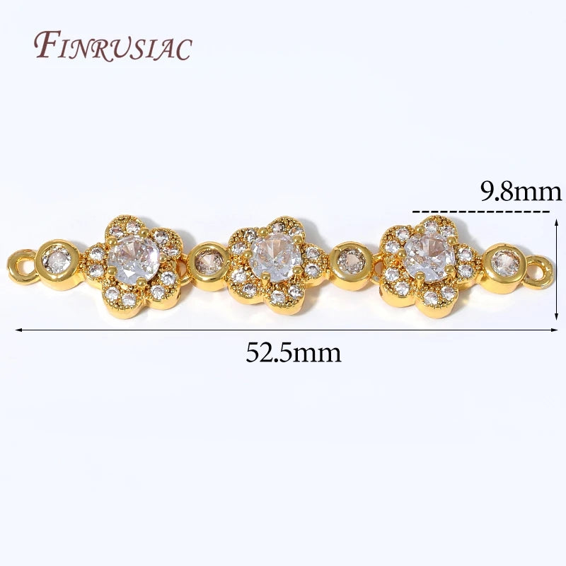 18K Gold Plated Rhombus CZ Connector Links | DIY Jewelry Findings Jewelry Connector Findings P3 18K Real Gold Plated 2 pieces