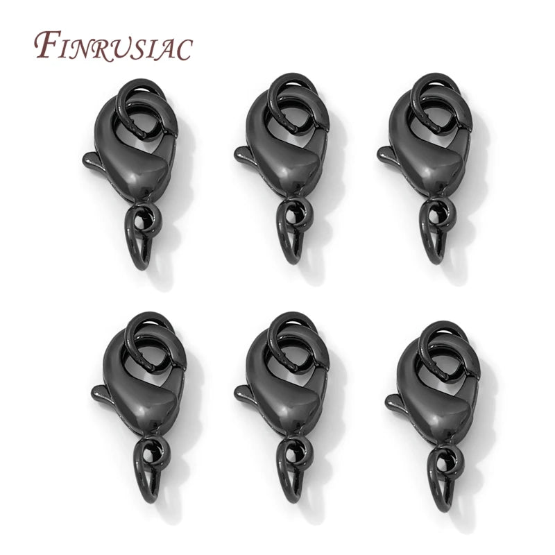 Black Brass Lobster Clasps & Closed Rings – 9.5/12/15mm DIY Jewelry Clasp Findings P3