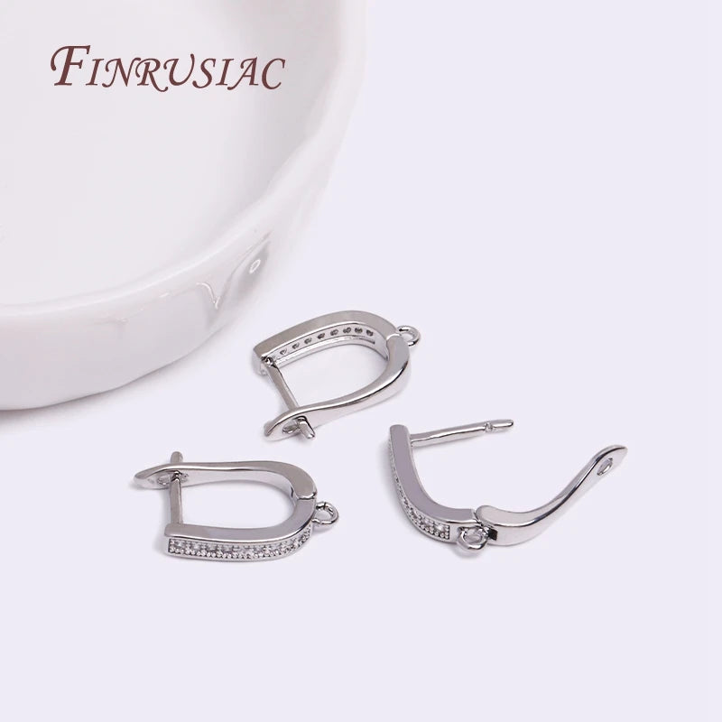 18K Gold Plated Zircon Earring Hook Clasps | DIY Jewelry Findings Earring Hook Findings P3
