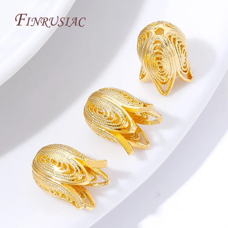 18K Gold Plated Filigree Tulip Bead Caps – DIY Jewelry Findings Jewelry Bead Caps P3