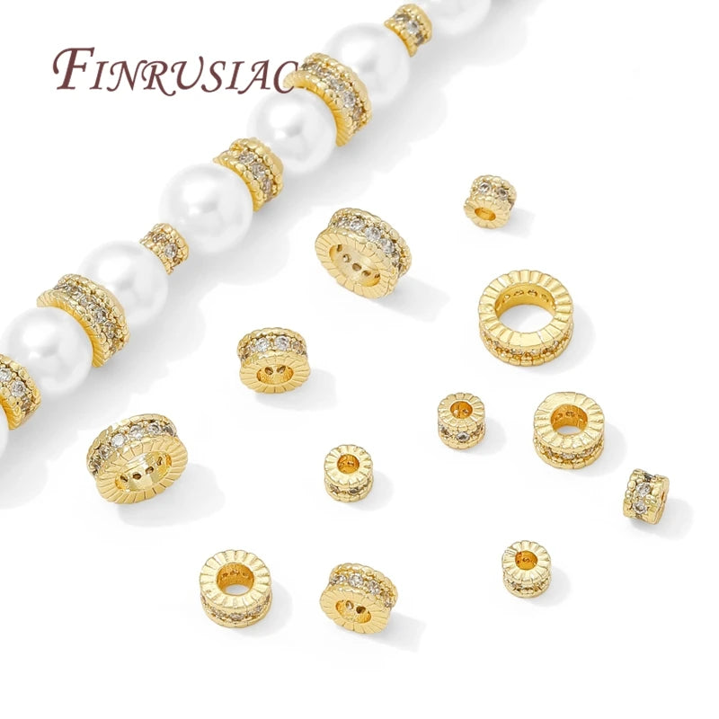 18K Gold Plated Zircon Round Spacer Beads 4mm 6mm 8mm – DIY Jewelry Spacer Beads P3