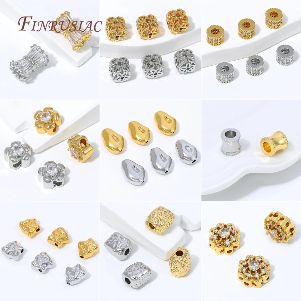 18K Gold Plated Micro Pavé CZ Flower Spacer Beads | DIY Jewelry Jewelry Spacer Beads P3