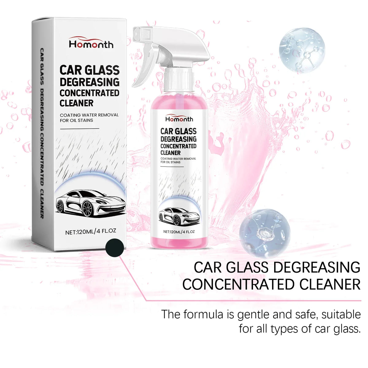 Homonth Car Glass Oil Film Remover – 120ml Windshield Cleaner Auto Glass Cleaner P3