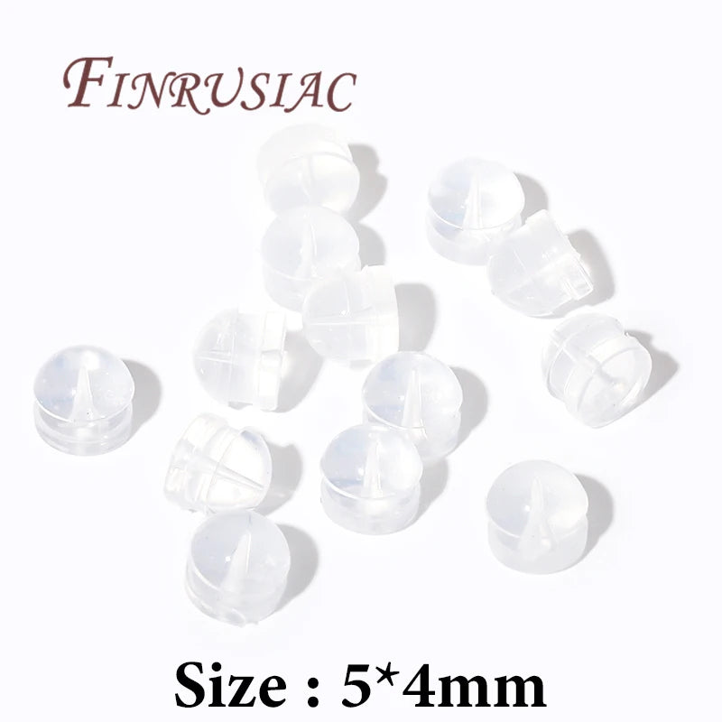 Silicone Earring Backs Stoppers – Gold Plated DIY Findings 50/100Pcs Earring Findings P3 White Plated 100 pcs