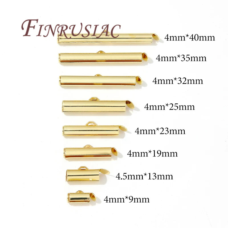 18K Gold Plated Crimp End Caps & Slider Clasps | DIY Jewelry Jewelry Findings P3 18K Real Gold Plated 4mmx19mm-5 pieces