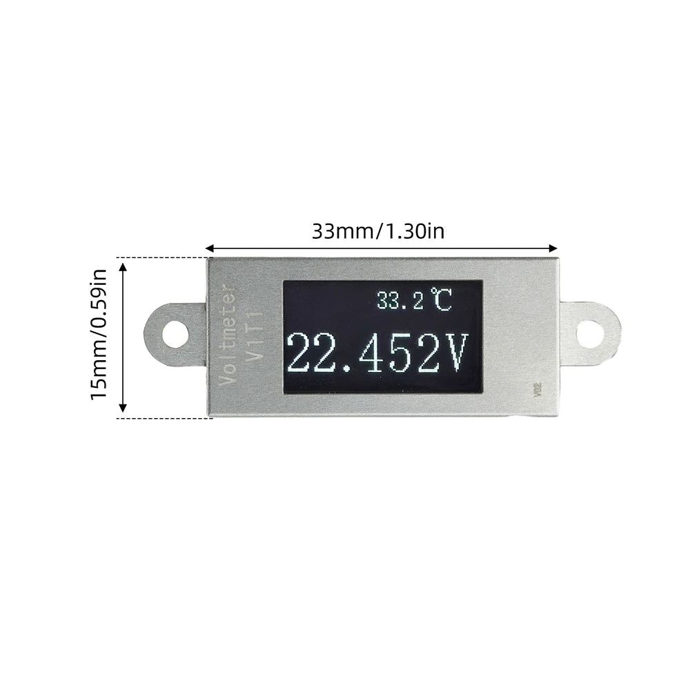 Gaqqee Mini OLED Voltmeter DC 5–30V & Temperature Meter Digital Voltmeter Meter P3