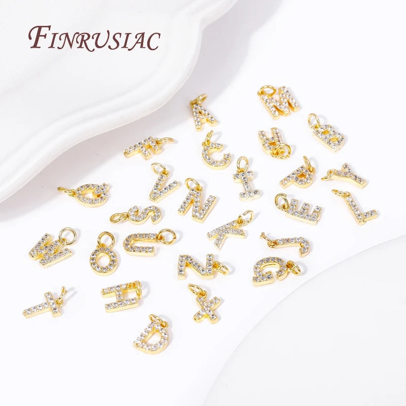 18K Gold Plated Zircon Letter Pendants A-Z Alphabet Charms Letter Pendant Charms P3