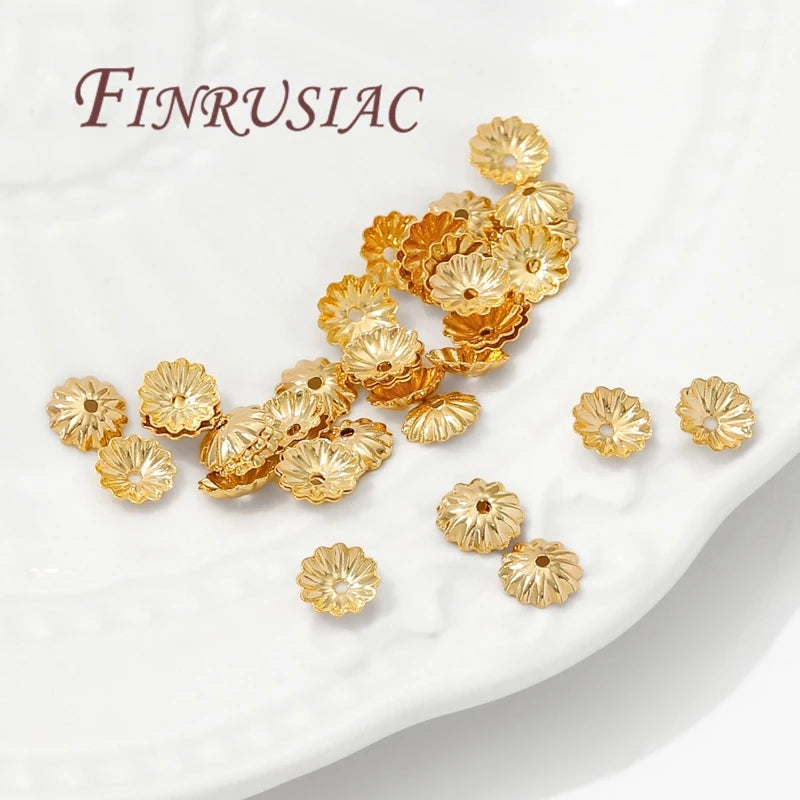 50Pcs 18K Gold Plated 6mm Flower Bead Caps for Jewelry Making Jewelry Bead Caps P3