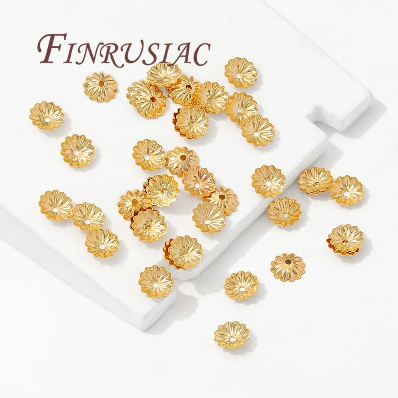 50Pcs 18K Gold Plated 6mm Flower Bead Caps for Jewelry Making Jewelry Bead Caps P3