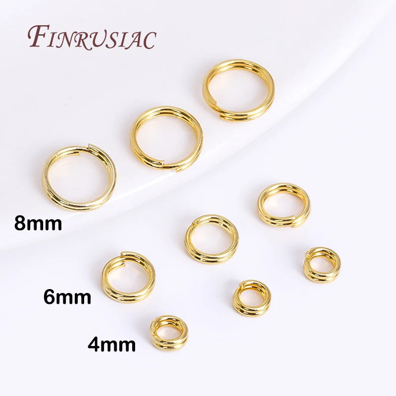 100Pcs 18K Gold Plated Brass Double Loop Jump Rings | DIY Jewelry Jump Rings P3