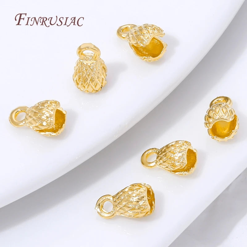 18K Gold Plated Pinecone End Caps & Cord Connectors | 10/20 Pcs Jewelry Making Findings P3