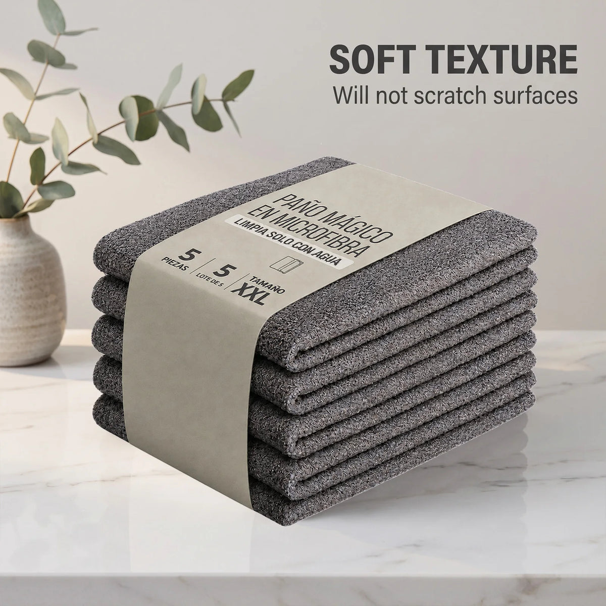 5-Pack Microfiber Cleaning Cloths | Lint-Free & Reusable Microfiber Cleaning Cloth P3