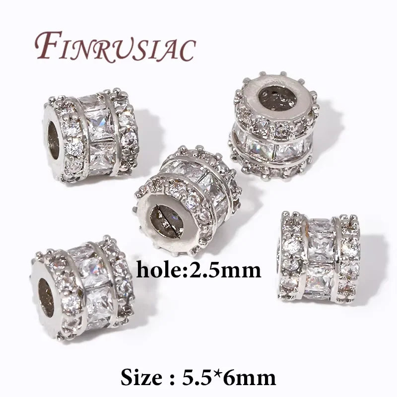 18K Gold Plated Zircon Crystal Spacer Beads – DIY Jewelry Jewelry Spacer Beads P3 Rhodium Plated 2 pieces