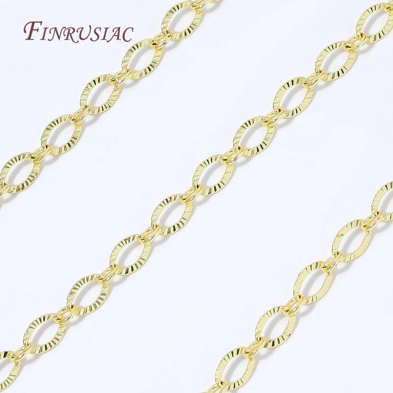 18K Gold Plated Oval Embossed Link Chain – DIY Jewelry Making DIY Jewelry Chain P3