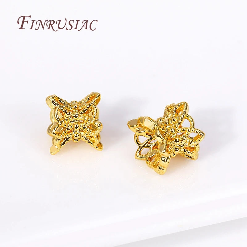 18K Gold Plated Brass Flower Spacer Bead Caps | DIY Jewelry Jewelry Spacer Beads P3