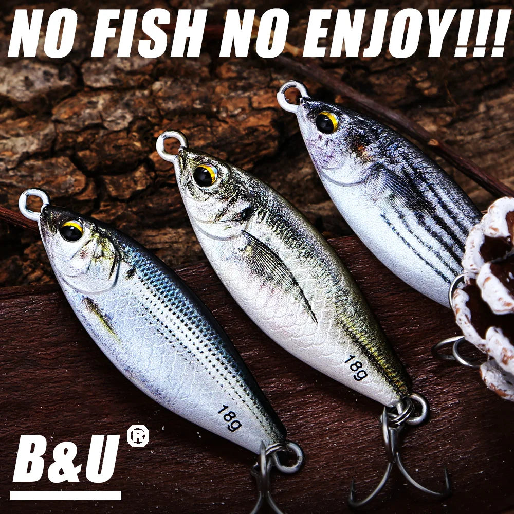 B&U Metal Jig Spoon Lure – 3D Eye Laser Sinking Spinner Bait Metal Jig Lure P3