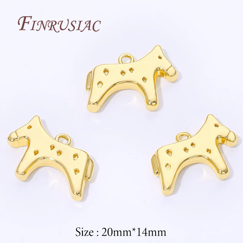 18K Gold Plated Brass Horse Charms 20x14mm – Jewelry Findings Jewelry Charm Finding P3 14K Real Gold Plated 2 pieces