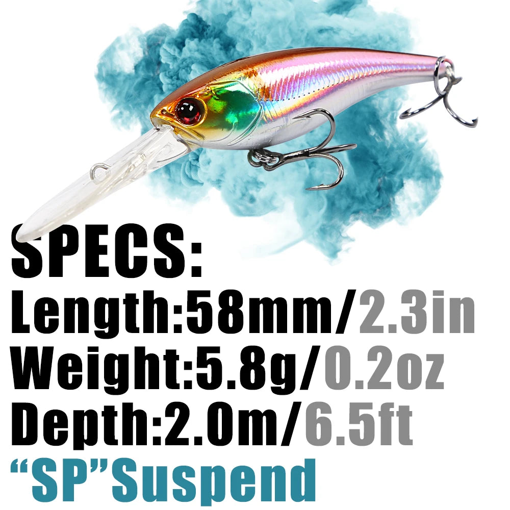 B&U 58mm Minnow Crankbait Wobbler Hard Fishing Lure – Bass Hard Fishing Lure P3