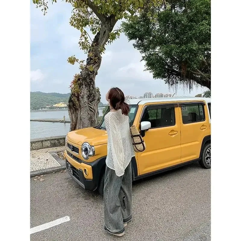 PTKPCC Women's Hollow-Out Loose Knit Pullover Sweater | Summer Knit Pullover Sweater P3