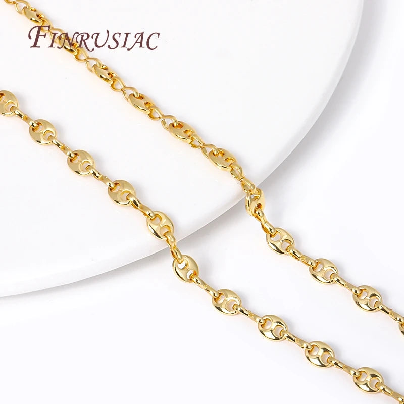 18K Gold Plated Pig Nose Chain – DIY Necklace & Bracelet Bulk Jewelry Making Chain P3