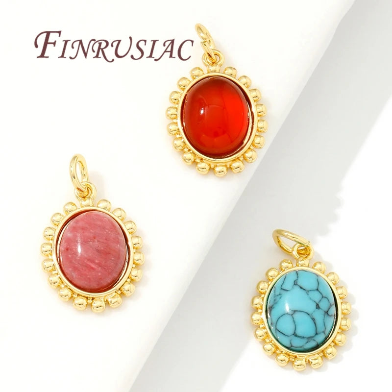18K Gold Plated Brass Stone Charm Pendants | DIY Jewelry Making Jewelry Charm Pendant P3
