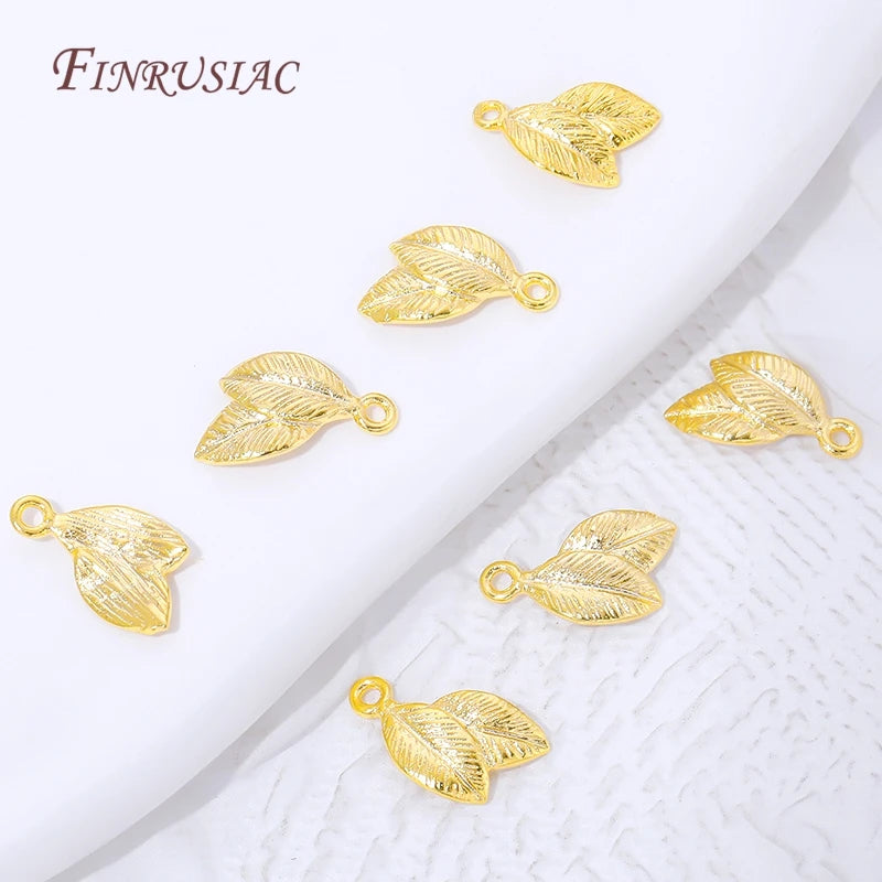 18K Gold Plated Brass Double Leaf Charm Connectors – 10/20 Pcs Jewelry Charm Connectors P3
