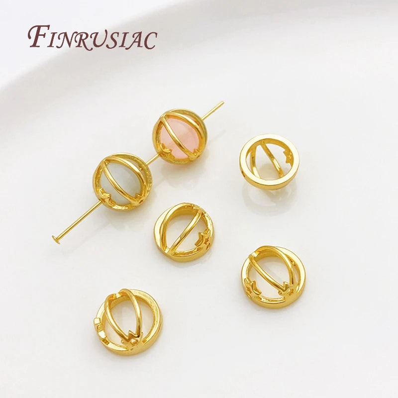 18K Gold Plated Round Bead Frame Spacer Connectors | DIY Jewelry Bead Spacer Connector P3
