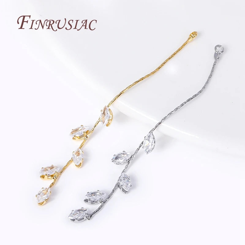 18K Gold Plated CZ Long Tassel Earring Charms | DIY Jewelry Earring Tassel Charms P3