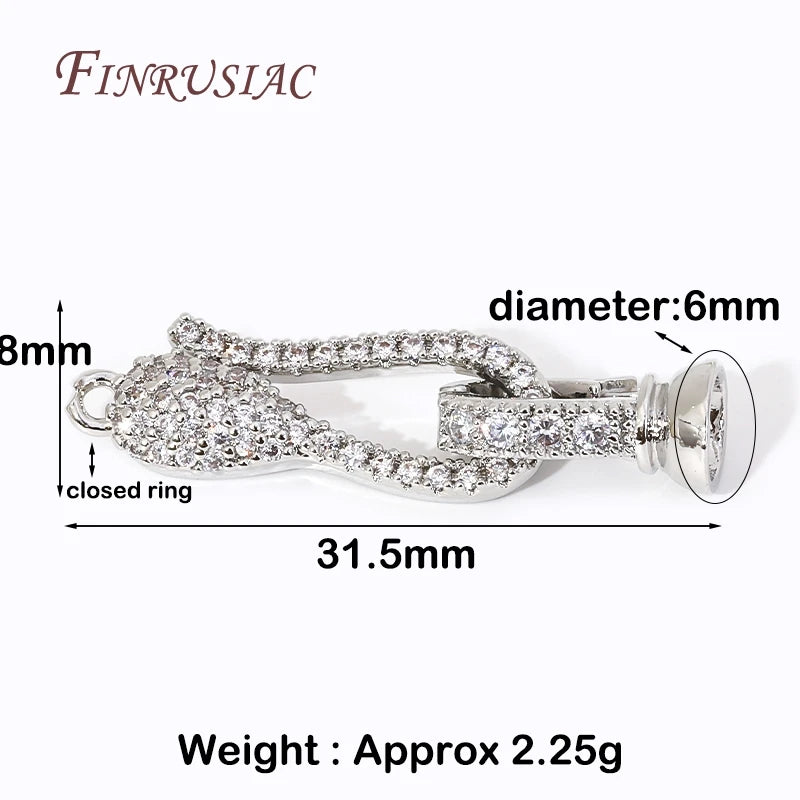 18K Gold Plated Zircon Connector Lock Clasp | DIY Jewelry Jewelry Clasp Finding P3 Rhodium Plated 3 Pieces