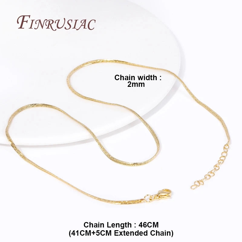 18K Gold Plated Blade Snake Chain Necklace | Brass Unisex Chain Necklace P3 18K Real Gold Plated 2 Pieces