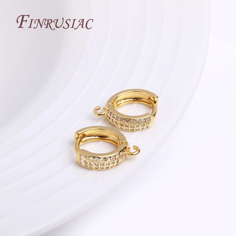 18K Gold Plated Zircon Round Hoop Earring Hooks & Clasps Earring Findings P3