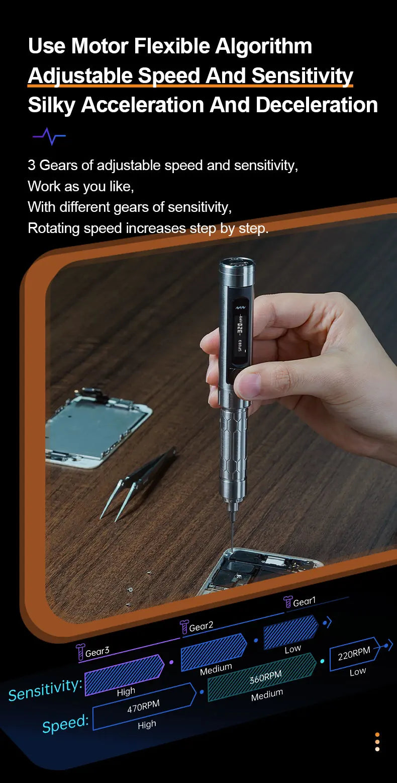 MINIWARE ES15S Motion Control Cordless Screwdriver – 24pc Bit Set Electric Screwdriver P3
