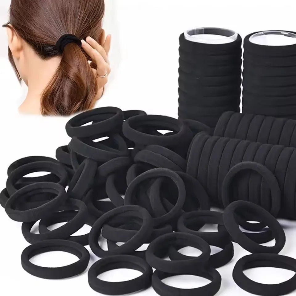 50-Pack Black Elastic Hair Bands – Ponytail Holders for Women Elastic Hair Bands P3