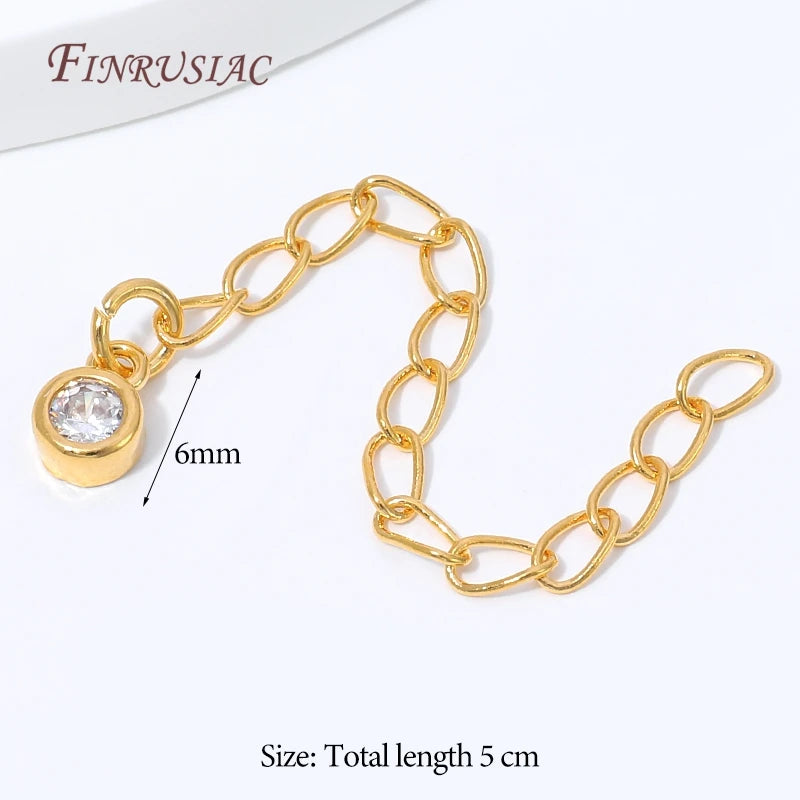 18K Gold Plated CZ Charm Chain Extender – Necklace & Bracelet Jewelry Chain Extender P3 18K Gold Plated 10 pcs