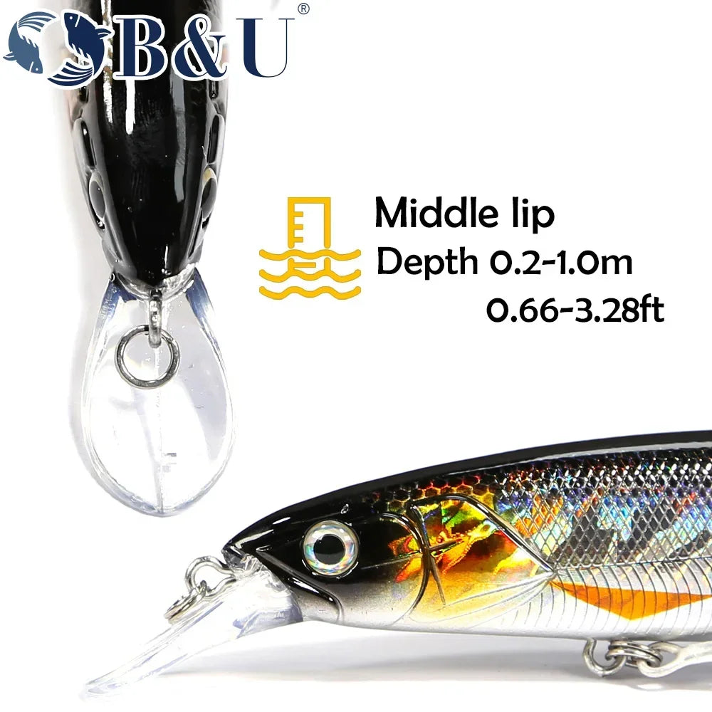 B&U 160mm Floating Minnow Jerkbait Lure – Bass Pike Saltwater Hard Minnow Lure P3