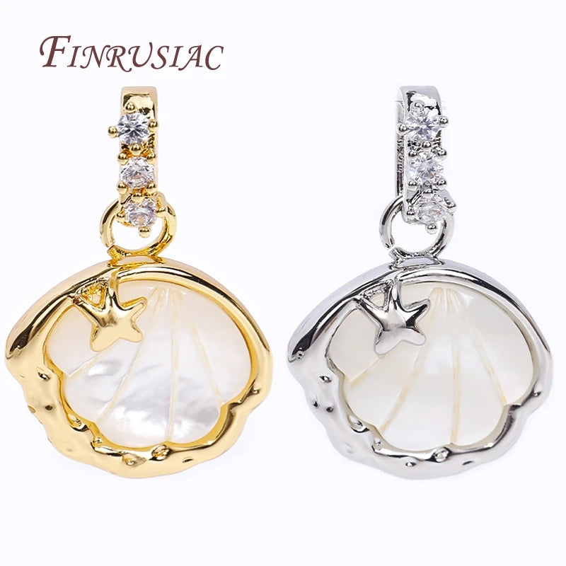 18K Gold Plated Zircon Shell Star Pendant Charm | DIY Jewelry Jewelry Pendant Charm P3