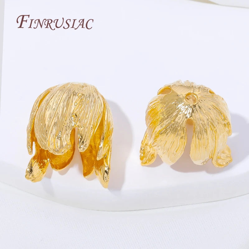 18K Gold Plated Tulip Bead Caps – Flower End Caps for DIY Jewelry Jewelry Bead Caps P3