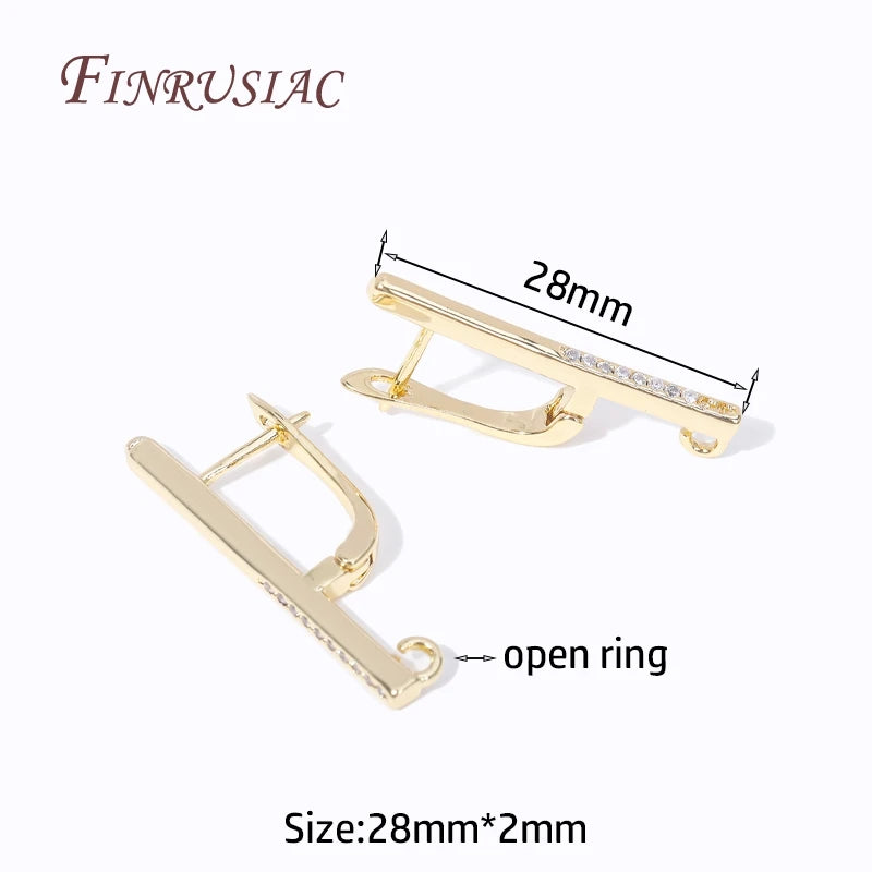 18K Gold Plated Zircon Earring Hooks | DIY Jewelry Findings Earring Hooks Findings P3 18K Real Gold Plated 1 pair
