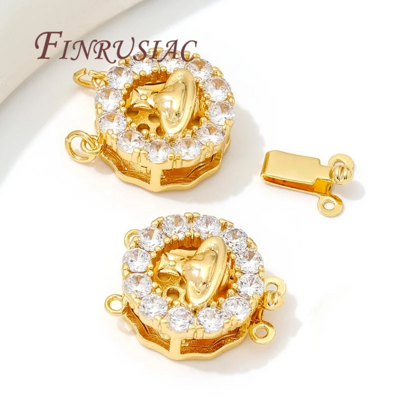 18K Gold Plated Zircon Round Clasps – DIY Bracelet Findings Jewelry Clasp Findings P3
