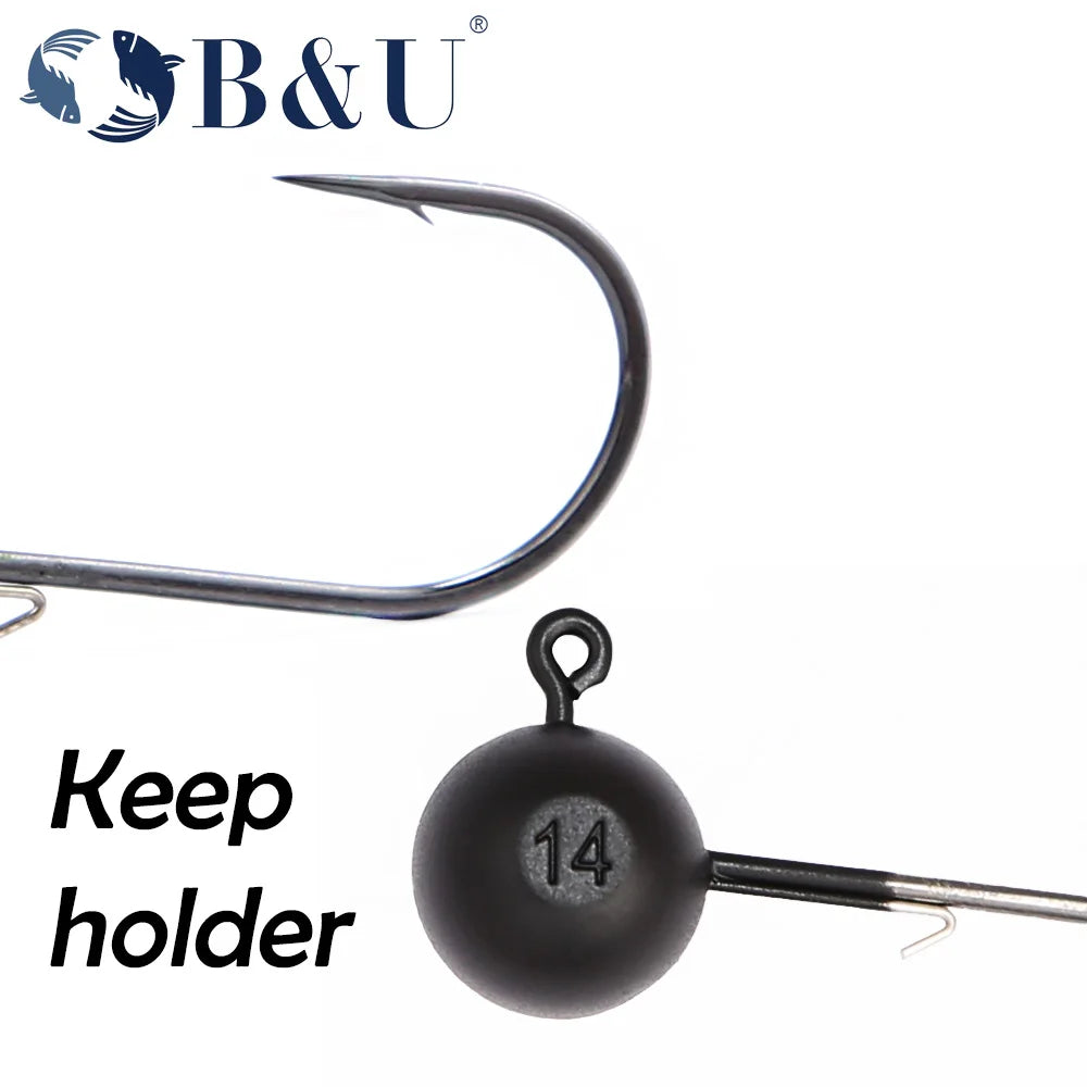 B&U Tungsten Jig Head Hooks 3/0 4/0 – Barbed Bass & Pike Tackle Jig Head Hooks P3