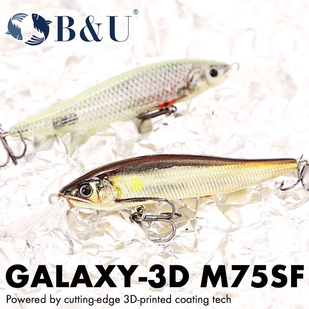 B&U Slow Floating Minnow Jerkbait – Pike Perch Chub Lure Hard Fishing Lure P3