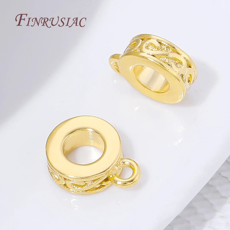 18K Gold Plated Bail Beads Charm Holder Spacer with Loop – 2/4/8 Pcs Jewelry Making Findings P3