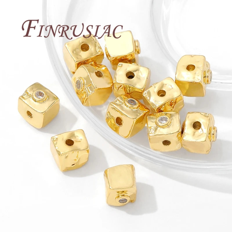 8mm Square Spacer Beads 18K Gold Plated – DIY Jewelry Findings Jewelry Spacer Beads P3