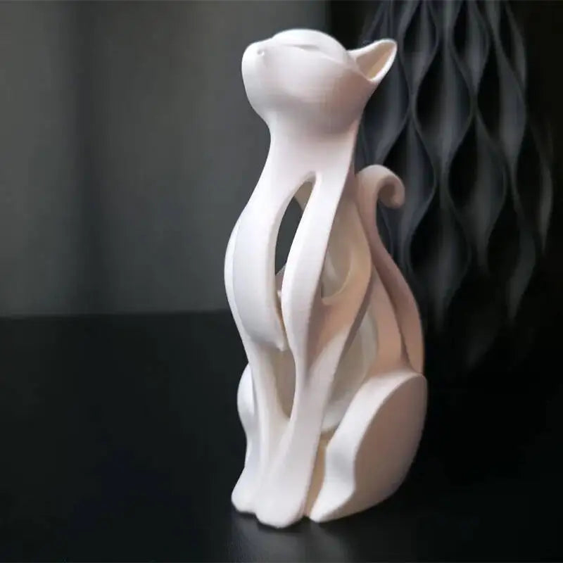 3D Printed Sitting Cat Sculpture | Minimalist Home Decor Gift Decorative Sculpture P3