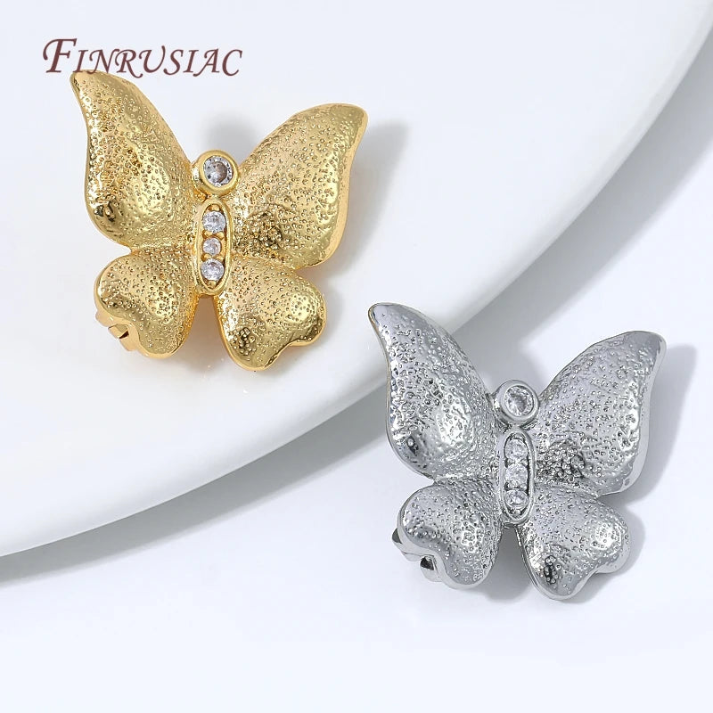 18K Gold Plated Butterfly Bracelet Clasp with Zircon | DIY Jewelry Clasp Finding P3