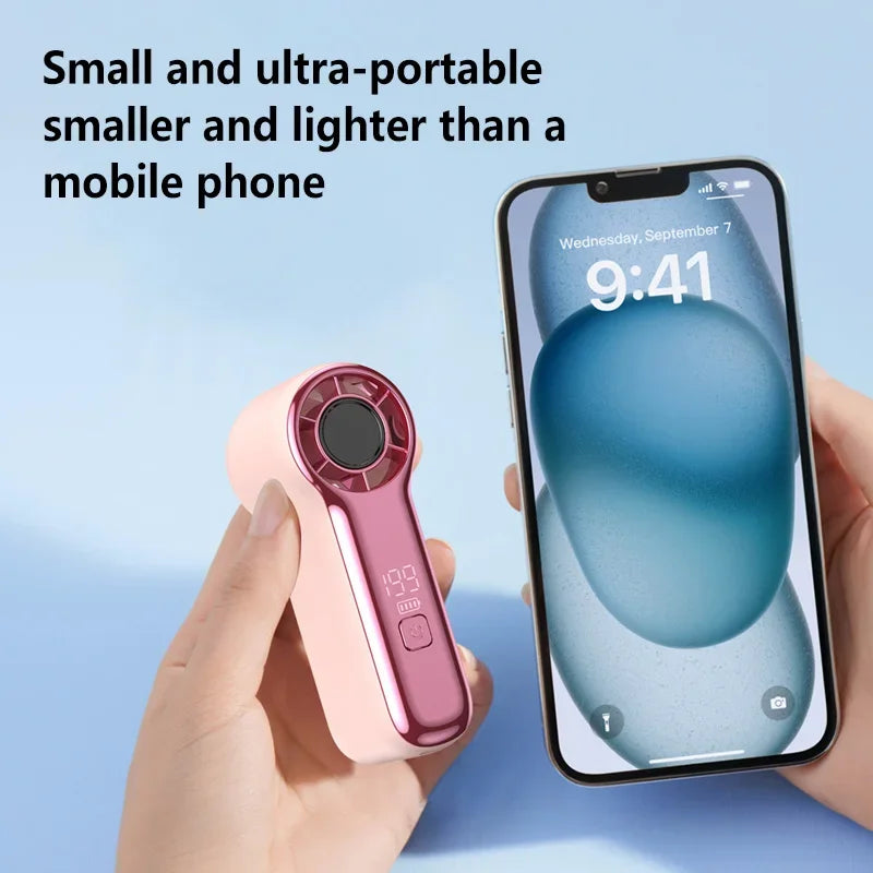 Mini Handheld Turbo Fan – 199 Speeds, LED Display, USB-C Handheld Portable Fan P3