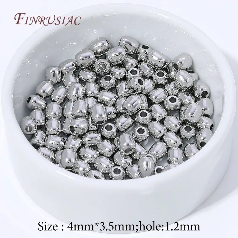 18K Gold Plated Oval Spacer Beads | DIY Jewelry Making 10/20/30Pcs Jewelry Spacer Beads P3 Rhodium Plated 20 pcs