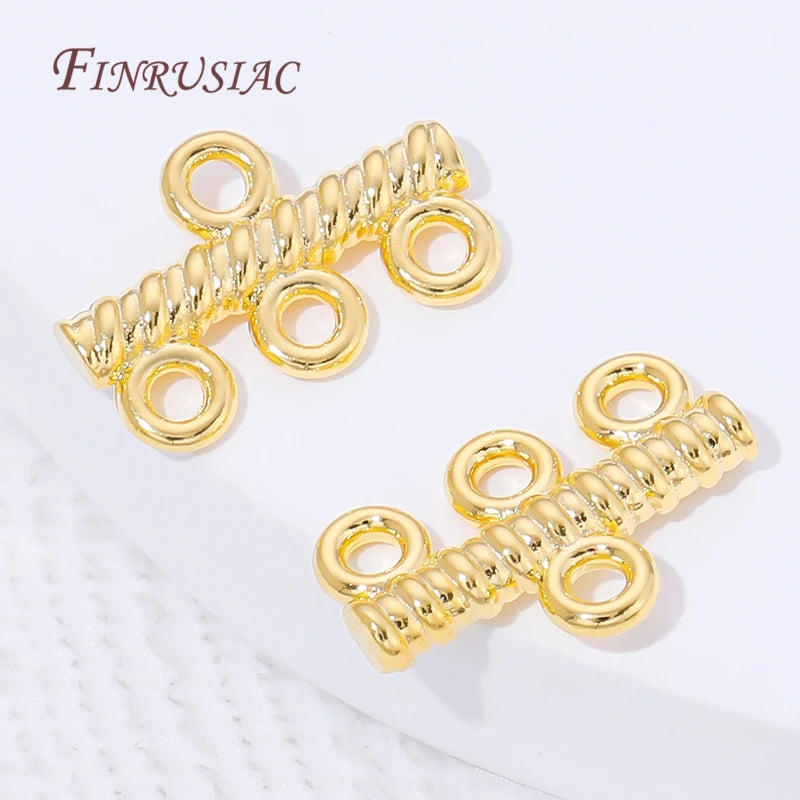 18K Gold Plated 3-Hole Multi Strand Twisted Clasp Connector Jewelry Clasp Connector P3