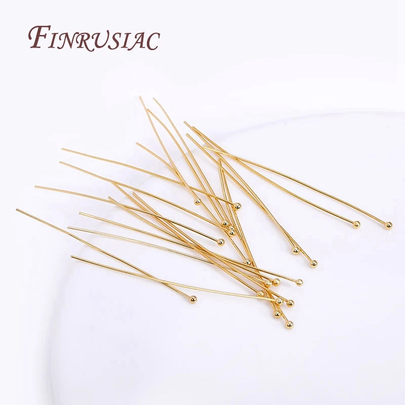 50 Pcs 18K Gold Plated Brass Ball Head Pins for DIY Jewelry Jewelry Findings Pins P3