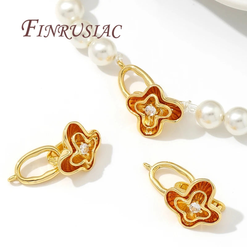 18K Gold Plated Flower Clasp Locks for Bracelets & DIY Jewelry Jewelry Clasp Findings P3